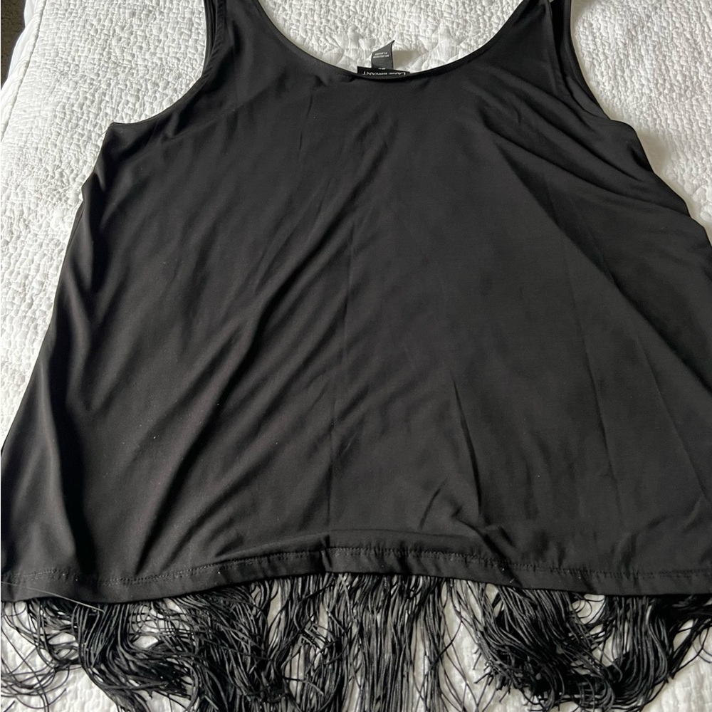 Lane Bryant Black Fringe Tank Top